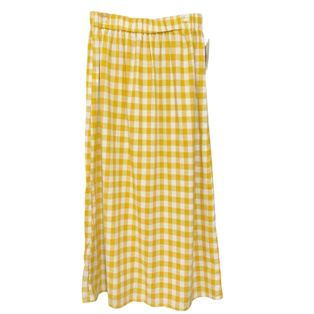 Mossimo Supply Co. Yellow and White Gingham Button-Front Midi Skirt - Picture 2 of 7